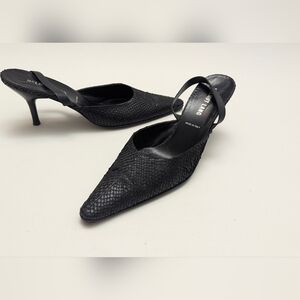 Helmut Lang Black Snakeskin Slingback Heels 7.5